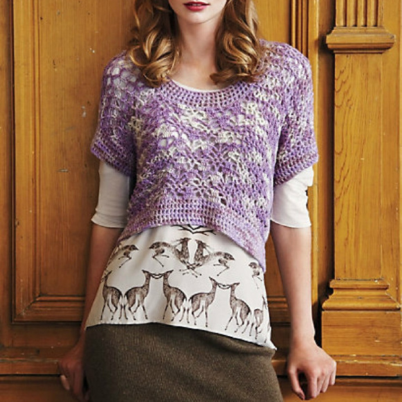 Anthropologie Augden Hydrangea Crop Sweater Alpaca Yarn Large NWT - Picture 1 of 8